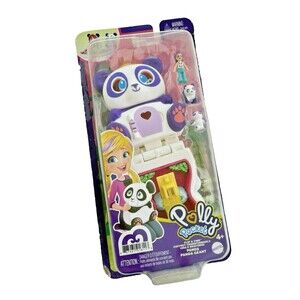 Flip & Find Polly Pocket Purple Panda Playset Mama Baby Pandas Bamboo Set NEW